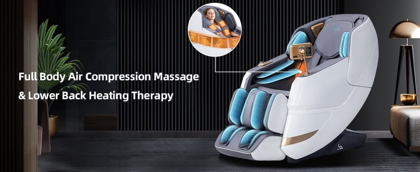 MassaMAX MT339 4D Massage Chair, Full Body Shiatsu Recliner with Electric Extendable Footrest, Zero Gravity, SL Track, Deep Yoga Stretch, 15 Modes, Foot Rollers, and Heating (Space White)