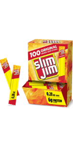 Slim Jim Smoked Meat Sticks, Original Flavor, 6g Protein Per Serving, Snack Size, Lunchbox Snack, 0.28 oz. (46 Count)