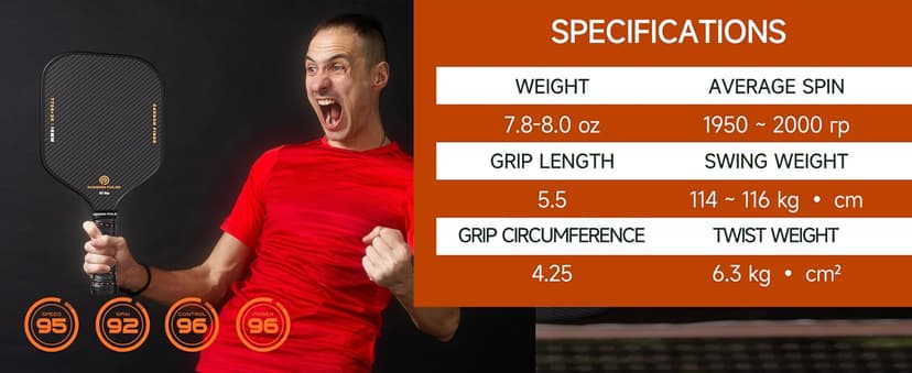 V7 Pro Pickleball Paddle – 3K Raw Carbon Fiber Pickle Ball Paddles with 16mm Polypropylene Core, 3D PulseGrip Handle, – Pickleball Rackets Ideal for All Skill Levels