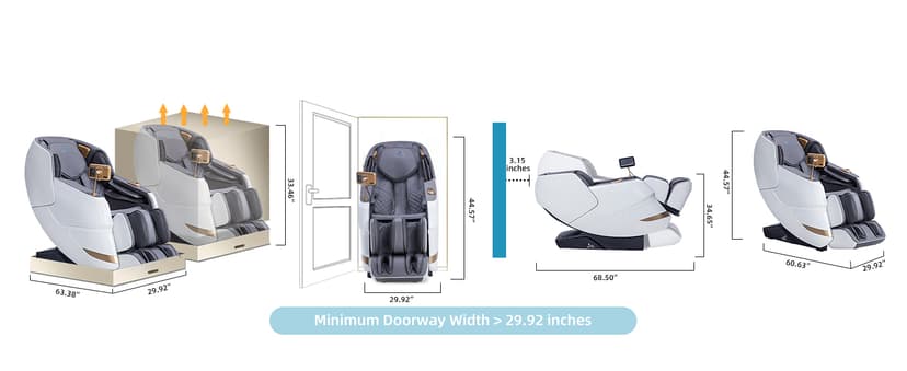 MassaMAX MT339 4D Massage Chair, Full Body Shiatsu Recliner with Electric Extendable Footrest, Zero Gravity, SL Track, Deep Yoga Stretch, 15 Modes, Foot Rollers, and Heating (Space White)