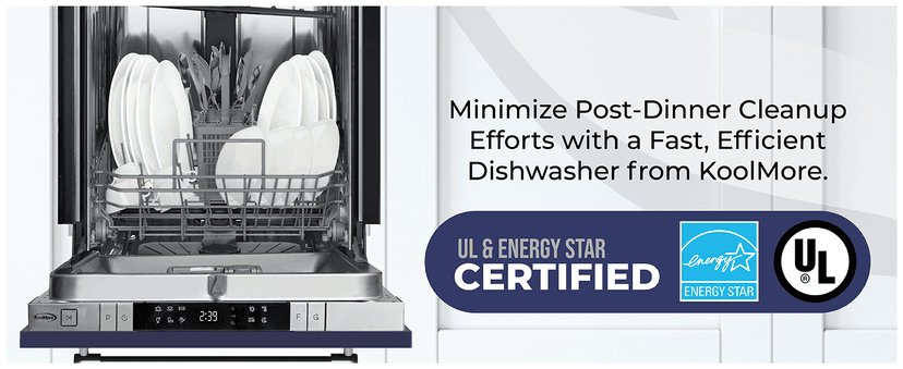 KoolMore KM-DW1852-PR 18 in. ADA Panel Ready with 8 Place Settings 52 DB Dishwasher in Stainless-Steel, UL and Energy Star Certified