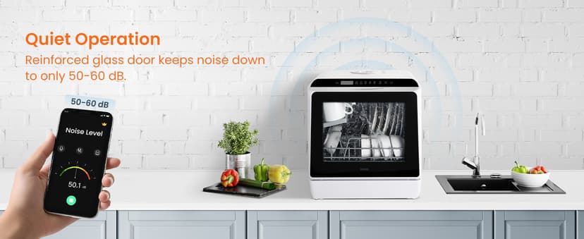 HAVA Countertop Dishwasher, 6 Programs Portable Dishwashers with 5L Built-in Water Tank, No Hookup Needed, Baby Care & Air-Drying Function for Apartments and RVs