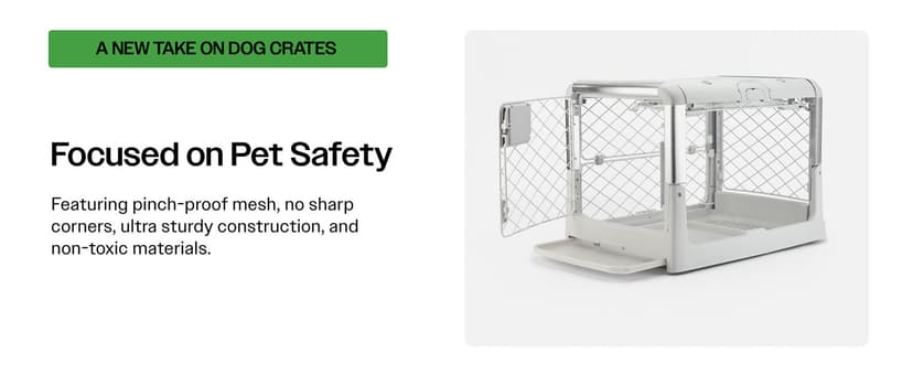 DIGGS Revol Collapsible Dog Crate with Wheels - Premium Portable Dog Crate - Safe, Stylish, and Convenient Indoor Kennel (Ash, Small)