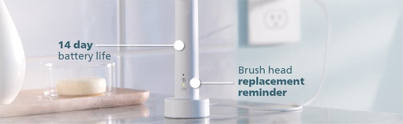 Philips Sonicare 4100 Rechargeable Electric Toothbrush, with Pressure Sensor, 2 Intensity Settings, SmarTimer and QuadPacer, 14-Day Battery Life, White, Model HX3681/23