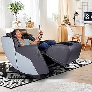 Human Touch Quies Zero Gravity Massage Chair, Full Body Back, Leg, Shoulder Acupressure, 9 Programmed S & L Track Massages, Dual Lumbar Heat w Extending Calf & Foot Massage, Built-in Speakers, Gray