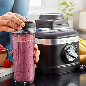 KitchenAid K150 3 Speed Ice Crushing Blender with 2 Personal Blender Jars - KSB1332Y,Black Matte, 48 oz