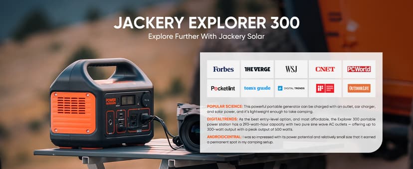 Jackery Portable Power Station Explorer 300, 293Wh Backup Lithium Battery, Solar Generator for Outdoors Camping Travel Hunting Blackout (Solar Panel Optional)