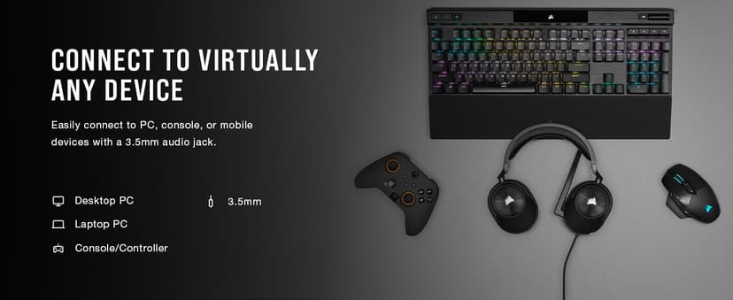 Corsair HS55 Stereo Gaming Headset (Leatherette Memory Foam Ear Pads, Lightweight, Omni-Directional Microphone, PC, Mac, PS5/PS4, Xbox Series X | S, Nintendo Switch, Mobile Compatibility) White