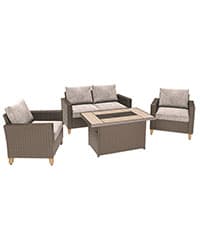 Grand patio 3-Piece Outdoor Furniture Set - Wicker Sofa with Thick Beige Cushions, Patio Coffee Table, Perfect for Porch, Backyard, Balcony, Garden