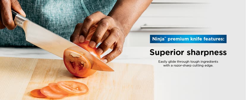 Ninja K32012 Foodi NeverDull Premium Knife System, 12 Piece Knife Block Set with Built-in Sharpener, German Stainless Steel Knives, Black