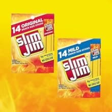 Slim Jim Smoked Meat Sticks, Original Flavor, 6g Protein Per Serving, Snack Size, Lunchbox Snack, 0.28 oz. (46 Count)