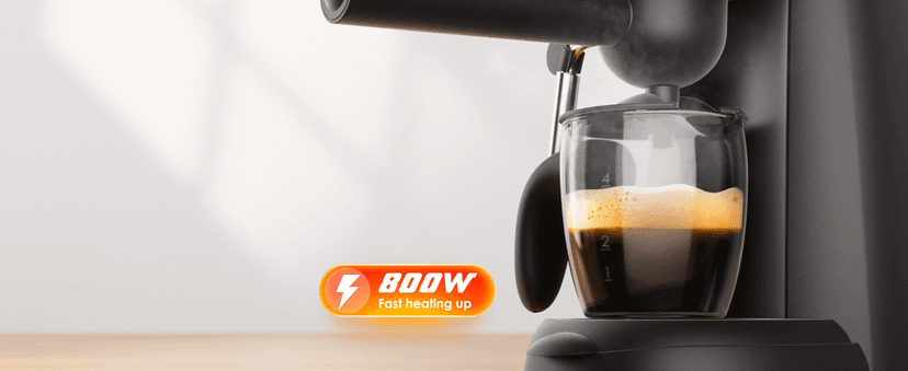 Espresso Coffee Machine Cappuccino Latte Maker 3.5 Bar 1-4 Cup with Steam Milk Frother, Black