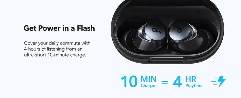 Soundcore by Anker Space A40 Adaptive Active Noise Cancelling Wireless Earbuds, Reduce Noise by Up to 98%, Ultra Long 50H Playtime, 10H Single Playtime, Hi-Res Sound, Comfortable Fit, Wireless Charge
