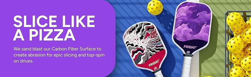 Friday Pickleball Paddle, USA Pickleball Approved, Durable Carbon Fiber, Thermoformed Unibody Design, Honeycomb Core, Gritty Surface for Spin