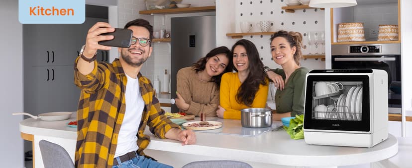 HAVA Countertop Dishwasher, 6 Programs Portable Dishwashers with 5L Built-in Water Tank, No Hookup Needed, Baby Care & Air-Drying Function for Apartments and RVs