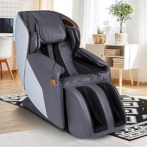 Human Touch Quies Zero Gravity Massage Chair, Full Body Back, Leg, Shoulder Acupressure, 9 Programmed S & L Track Massages, Dual Lumbar Heat w Extending Calf & Foot Massage, Built-in Speakers, Gray
