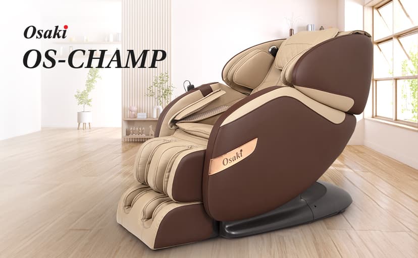 Osaki OS-Champ | Cream & Taupe | 2 Stages Zero Gravity | 18 Air Bag Full-Body Massage Chair | Lumbar Heating | Foot & Calf | 5 Auto Massage Programs | Bluetooth Speaker | Space Saving | Polypropylene