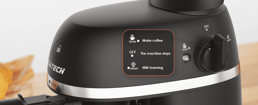 Espresso Coffee Machine Cappuccino Latte Maker 3.5 Bar 1-4 Cup with Steam Milk Frother, Black