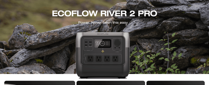 EF ECOFLOW Portable Power Station RIVER 2 Pro, 768Wh LiFePO4 Battery, 70 Min Fast Charging, 4X800W AC Outlets, Solar Generator for Outdoor Camping/RVs/Home Use