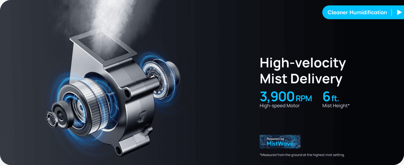 Dreo 11L Smart Humidifier Large Room 700 ft², 100H Cool Mist Air Humidifiers for Bedroom Baby Plants, Top-Fill Self-Cleaning Tank, 26dB, Auto Mode, RGB Light, Remote & APP Control, HM735S White