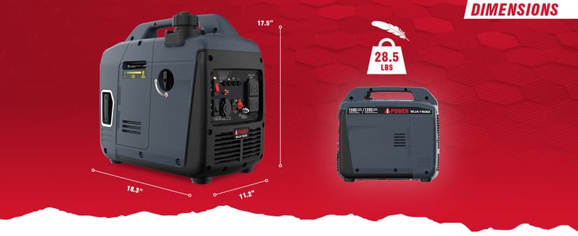 A-iPower 1500 Watt Portable Quiet Inverter Generator Gas Powered, Small Ultra Lightweight Quiet Generator for Camping, Tailgating, Home Backup, Emergency, EPA & CARB Compliant, CO Sensor (SUA1500i)