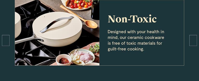 Caraway Nonstick Ceramic Cookware Set (12 Piece) Pots, Pans, Lids and Kitchen Storage - Non Toxic - Oven Safe & Compatible with All Stovetops - Cream