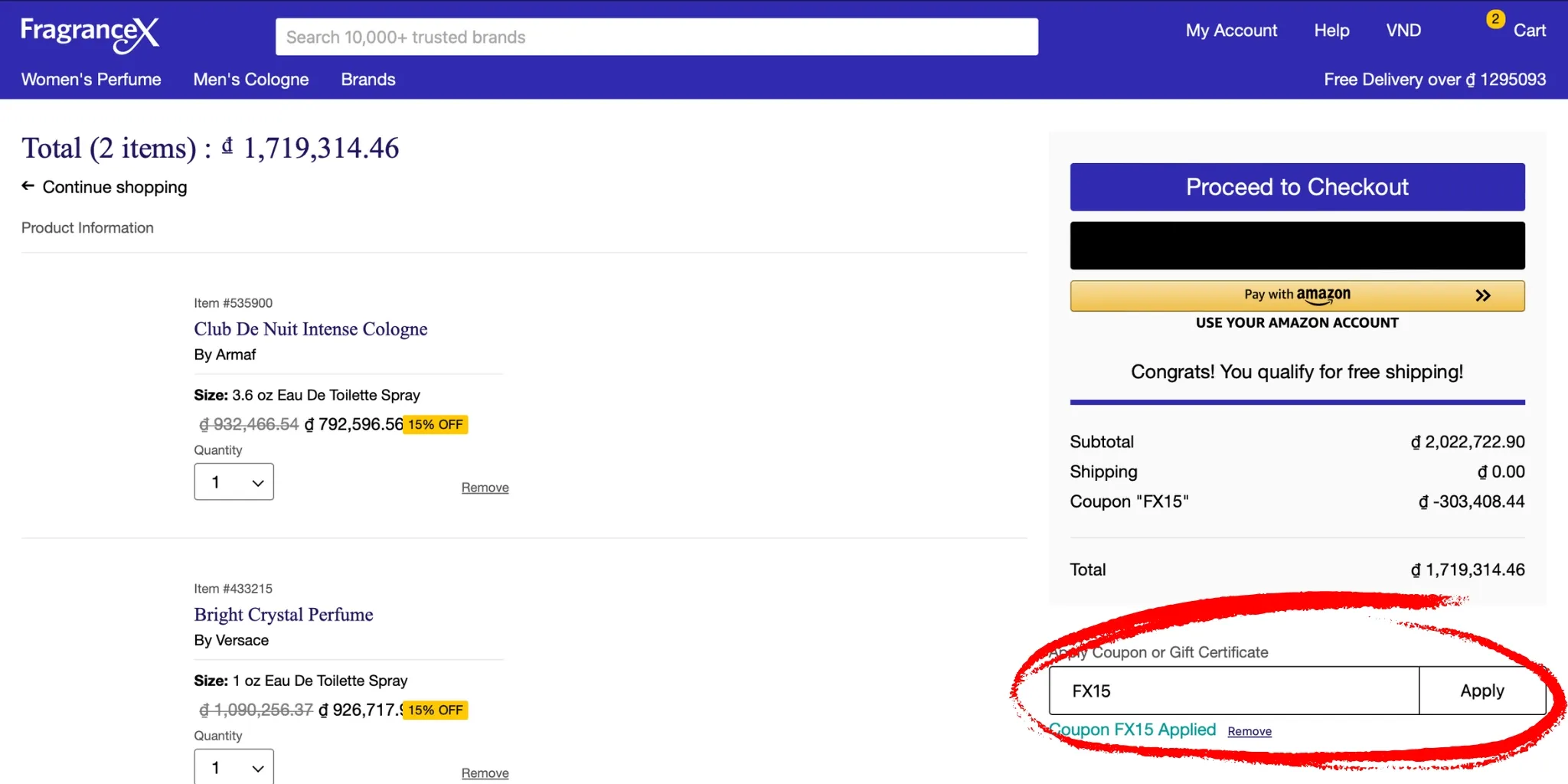 Where to add the FragranceX coupons