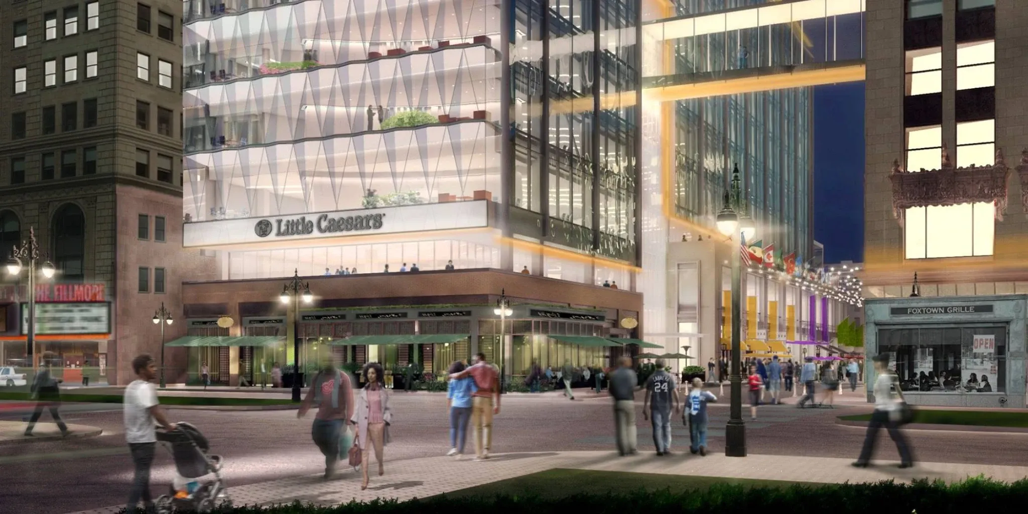 The building in the Little Caesars plans.