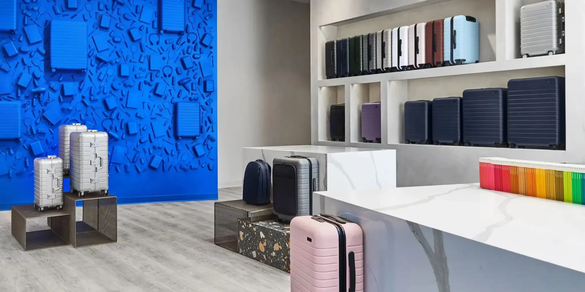 Away luggage and bags displayed in Away store