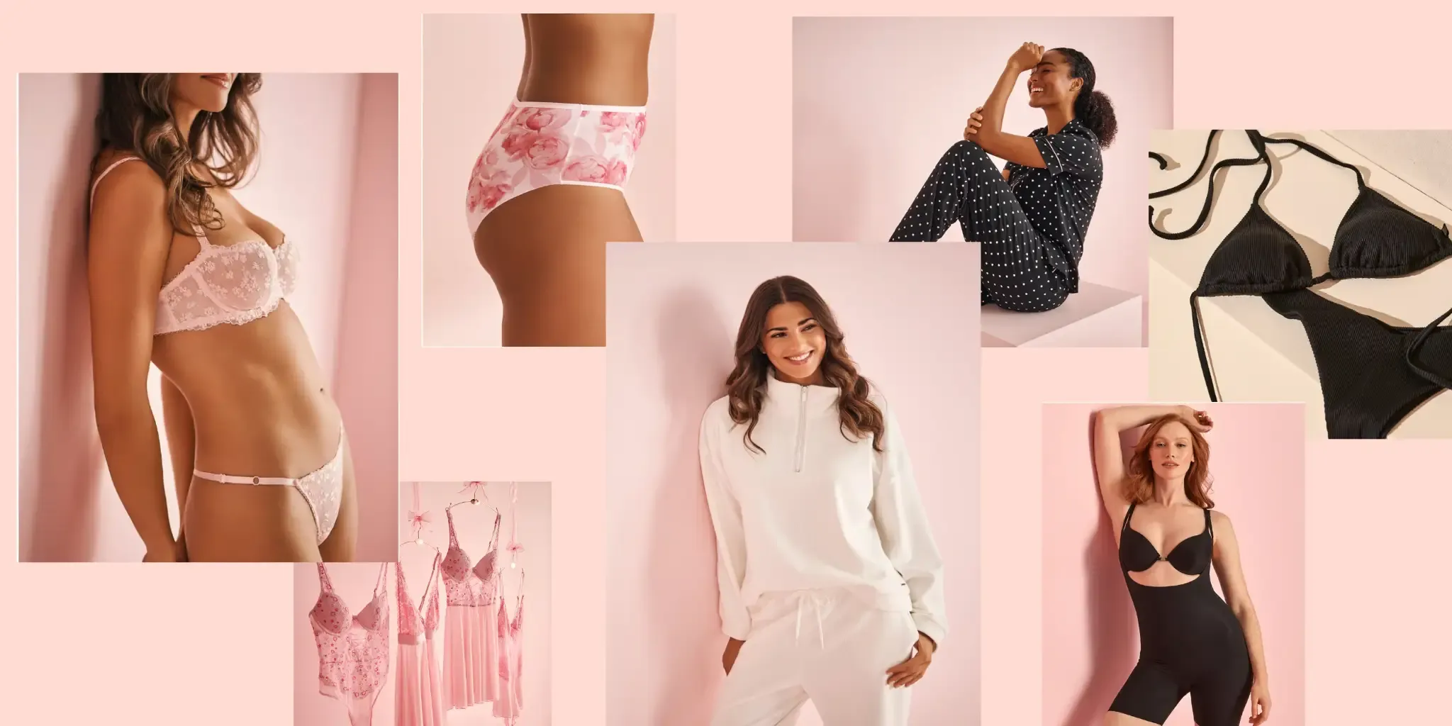 A collection of lingerie, swimwear, and loungewear pieces from la Vie en Rose.