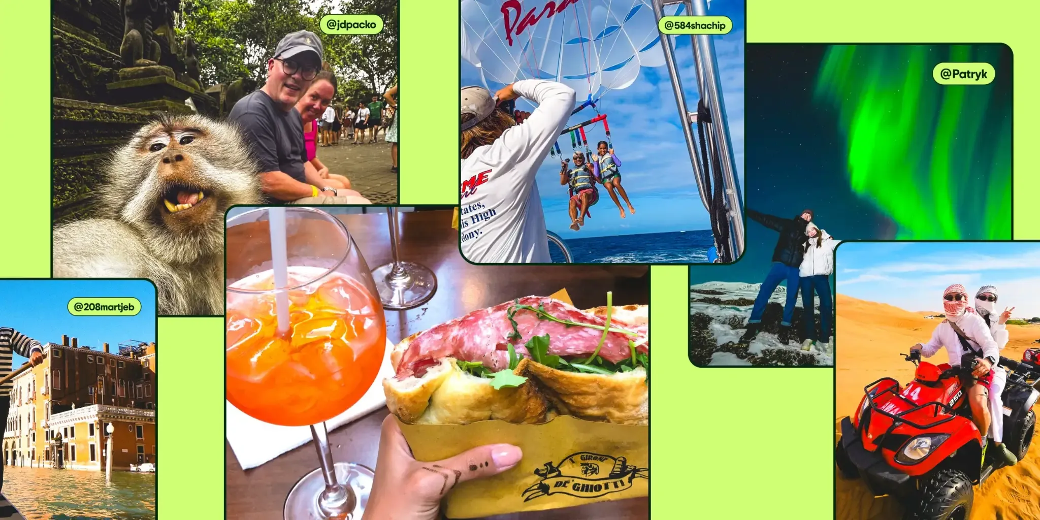 A collage of vacation experience