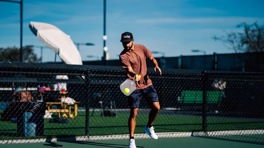 Active players engaged in competitive pickleball match on outdoor court with natural lighting
