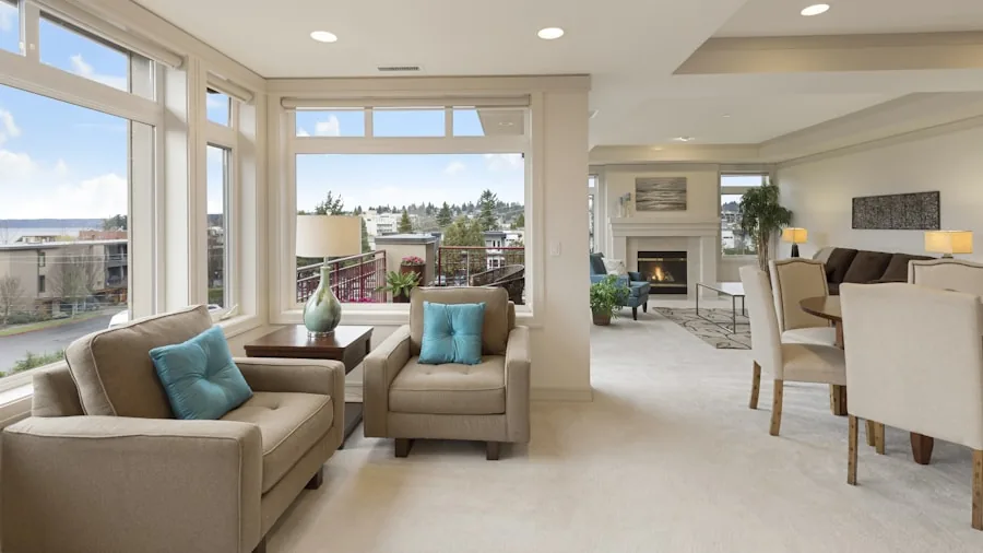 Modern home interior showing living room with furniture and open floor plan layout for wifi coverage planning