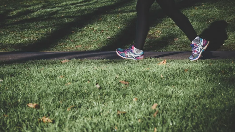 Person enjoying a leisurely walk on a sunny path, demonstrating comfortable footwear for all-day walking