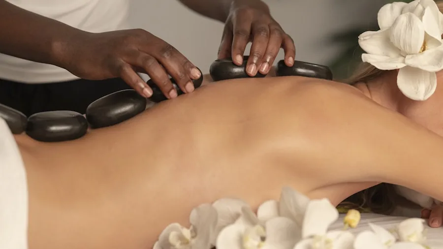 Person enjoying a relaxing back massage while seated, showing spinal alignment and posture relief