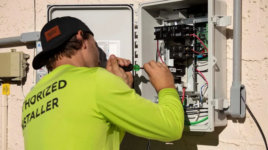 Person examining an electrical meter to understand home power consumption and wattage requirements