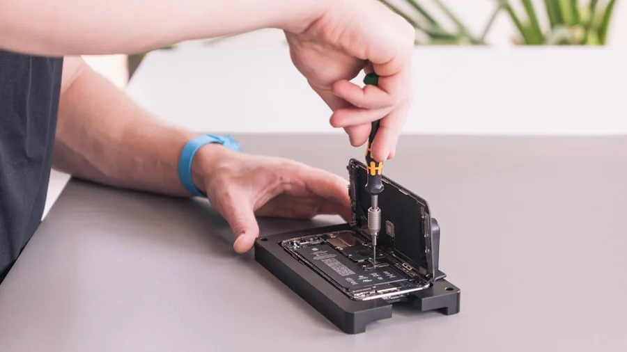 Person examining smartphone battery health and charging safety in everyday setting