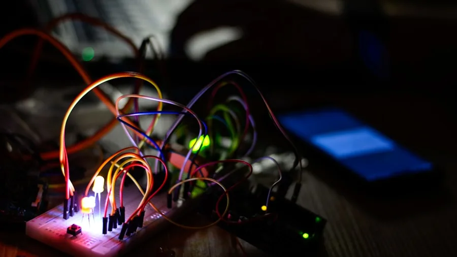Person safeguarding sensitive electronic devices during a power interruption indoors
