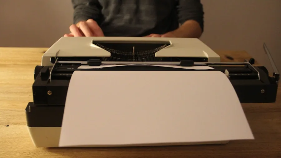 Professional printing documents at office desk with organized paper handling