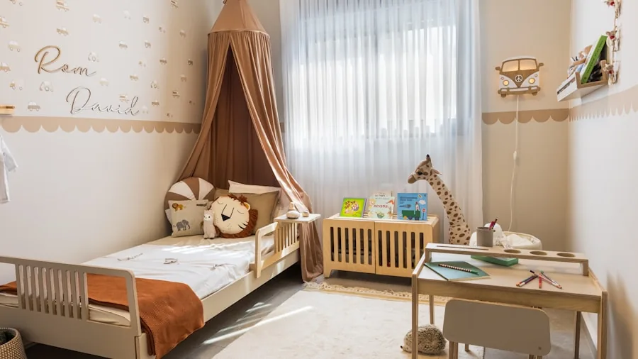 Young child breathing comfortably in a well-humidified bedroom with soft natural lighting
